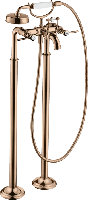 Hansgrohe Axor Montreux 2-Griff Wannenarmatur bodenstehend mit Hebelgriffen polished red gold
