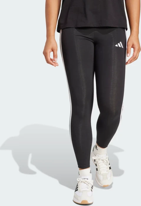 adidas Essentials 3-Streifen Cotton Leggings Hose lang schwarz/weiß (Damen)