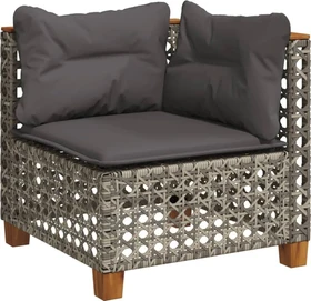 vidaXL Eck-Gartensofa mit Kissen grau/dunkelgrau
