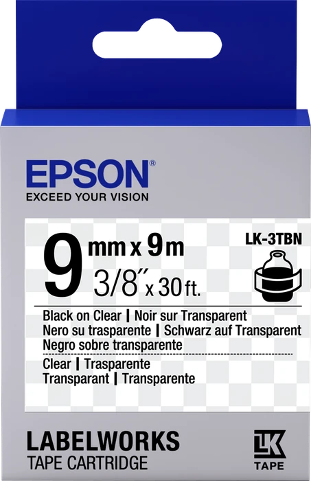 Epson LK-3TBN Beschriftungsband, 9mm, schwarz/transparent