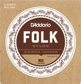 D'Addario Folk Nylon Ball End 80/20 Bronze / Clear Nylon Trebles