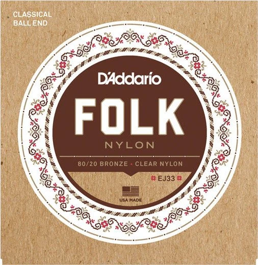 D'Addario Folk Nylon Ball End 80/20 Bronze / Clear Nylon Trebles