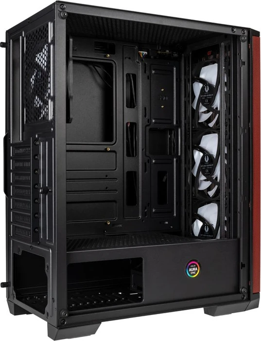 BitFenix Nova Mesh SE TG 4ARGB, schwarz/rot, inkl. 4x Lüfter, Lüfter LED RGB, Glasfenster