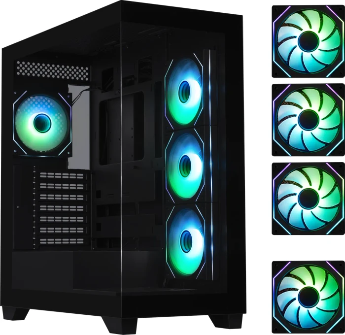 BitFenix CETO Premium Black, 4A, Lüfter LED ARGB, Glasfenster