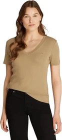 Tommy Hilfiger V-Neck Slim Fit T-Shirt kurzarm safari canvas (Damen)
