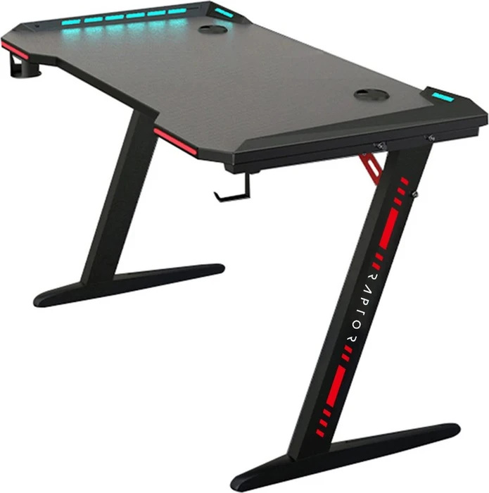 Raptor GT-100 RGB Schreibtisch 120x60cm schwarz/schwarz