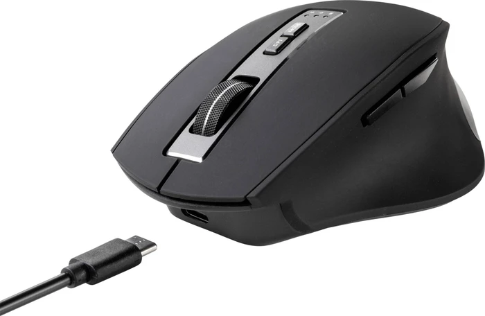 Renkforce RF-WM-300 Rechargeable Wireless Ergonomic Mouse schwarz/grau, USB/Bluetooth