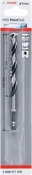 Bosch Professional HSS PointTeQ Spiralbohrer, 9x81x125mm, 1 Stück