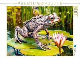 Calvendo Metall-Frosch auf Seerose: Kreative Gartendeko mit Upcycling-Charme