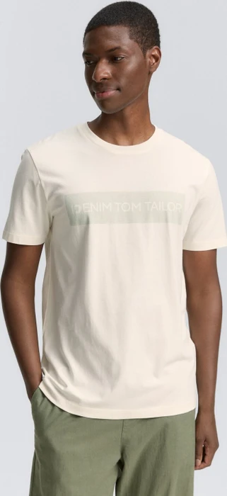 Tom Tailor Basic mit Logo-Print T-Shirt kurzarm gardenia white (Herren)