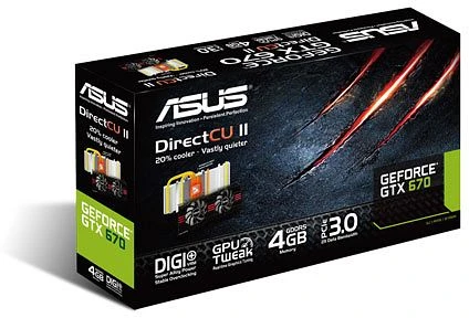 ASUS GeForce GTX 670 DirectCU II, GTX670-DC2-4GD5, 4GB GDDR5, 2x DVI, HDMI, DP