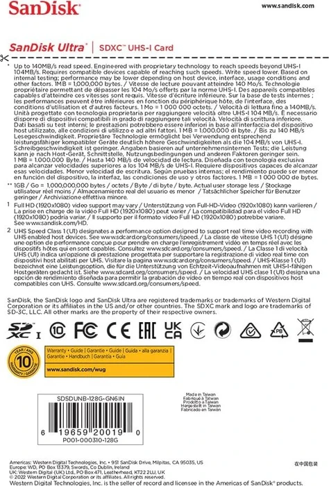 SanDisk Ultra R140 128GB, UHS-I U1, Class 10