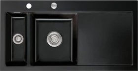 systemceram Mera 100 F Einbau Becken links mit Ablauffernbedienung nero