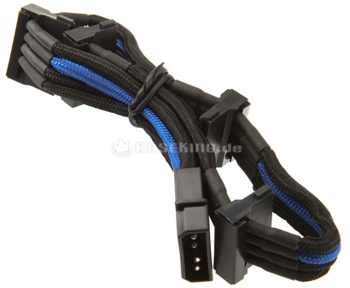 SilverStone SATA-Stromadapter 4-Pin [IDE] auf 4x 15-Pin [SATA] 30cm, sleeved schwarz/blau