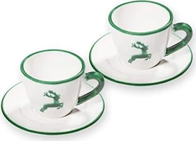 Gmundner Keramik Grüner Hirsch Espressotassen-Set für 2, 4-tlg.