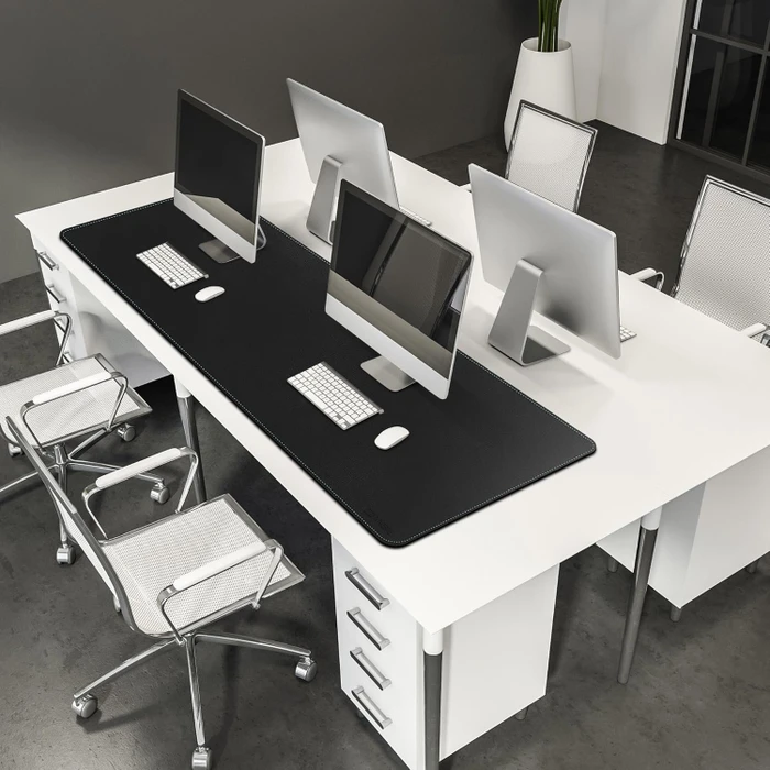 Cennbie Schreibtischunterlage Leder, Mauspad XXL, 1600x500mm, schwarz