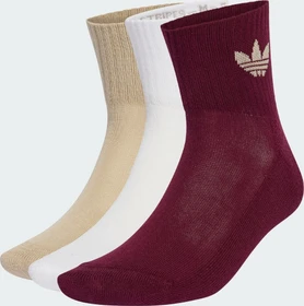 adidas Mid-Cut Crew Socken white/stone khaki/maroon, 3 Paare