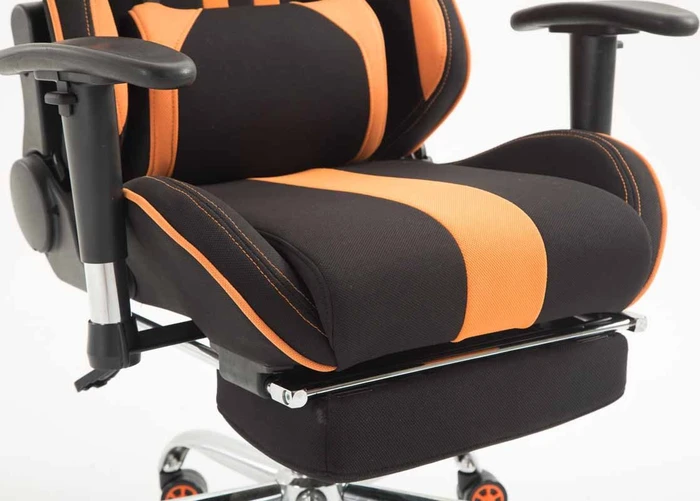 CLP Racing Limit Stoff Gamingstuhl mit Fußstütze, schwarz/orange