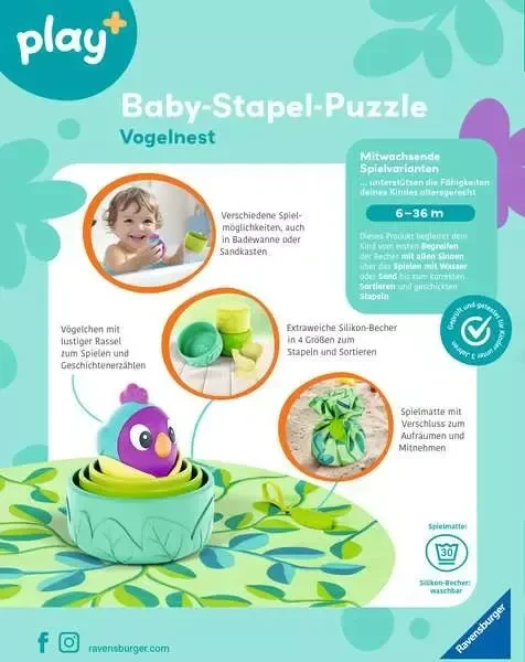 Ravensburger play+ Baby-Stapel-Puzzle: Vogelnest