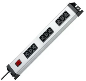Kopp POWERversal mit Schalter, 9-fach, C13, 1.4m, schwarz/silber