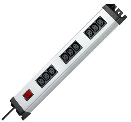 Kopp POWERversal mit Schalter, 9-fach, C13, 1.4m, schwarz/silber