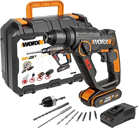 Worx H3 20V PowerShare Akku-Bohrhammer inkl. Koffer + 2 Akkus 2.0Ah