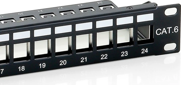 Equip Patchpanel für Keystone Module 19" , 24-Port, 1HE, 19", 1HE, schwarz