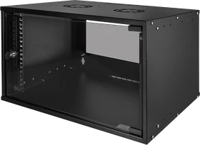 LogiLink 19" Wandschrank ECO 6HE, montiert, Sicherheitsglastür, schwarz, 400mm tief