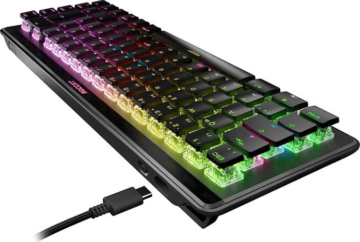 Roccat Vulcan II Mini Air, LEDs RGB, schwarz, TITAN II OPTICAL BROWN, USB/Bluetooth, DE