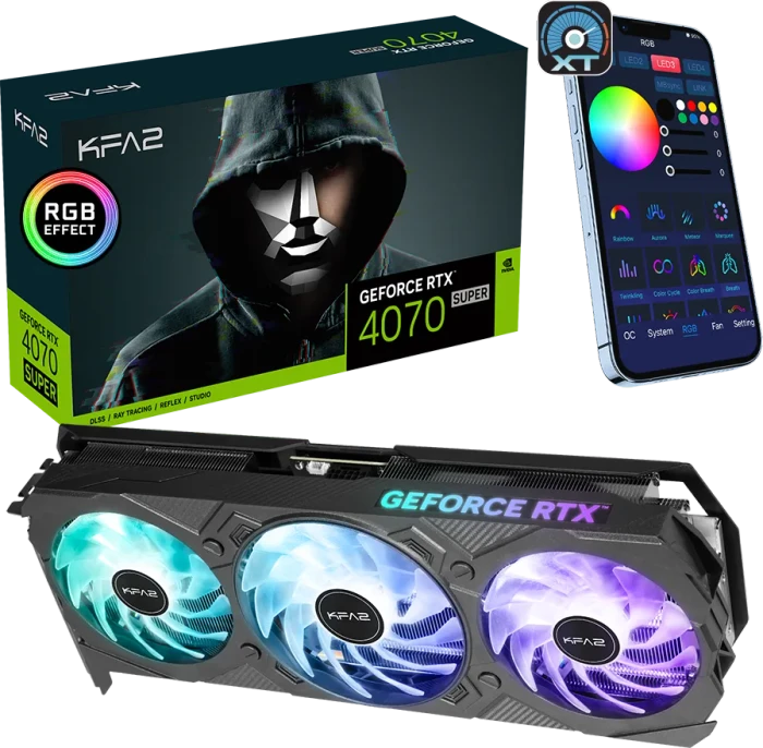 KFA2 GeForce RTX 4070 SUPER EX Gamer (1-Click OC), 12GB GDDR6X, HDMI, 3x DP