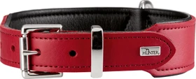 Hunter Basic Hundehalsband, beschichtetes Spaltleder, Kunstleder, schlicht, robust, 65 L, schwarz/rot