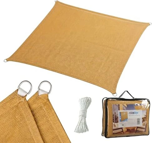 Relaxdays HDPE Sonnensegel 200x200cm sand