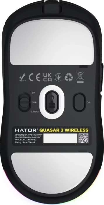 Hator Quasar 3 Wireless Gaming Mouse schwarz, USB/Bluetooth