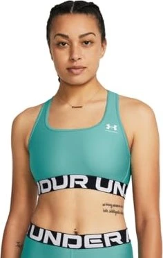 Under Armour HeatGear Armour Mid Sport-BH radial turquoise/white (Damen)