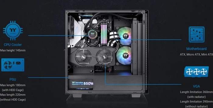 Thermaltake Divider 300 TG, schwarz, Glasfenster