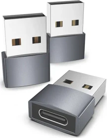 Syntech USB-Adapter, USB 2.0, 480Mb/s, USB-C 2.0 [Buchse] auf USB-A 2.0 [Stecker], Space Gray, 3er-Pack