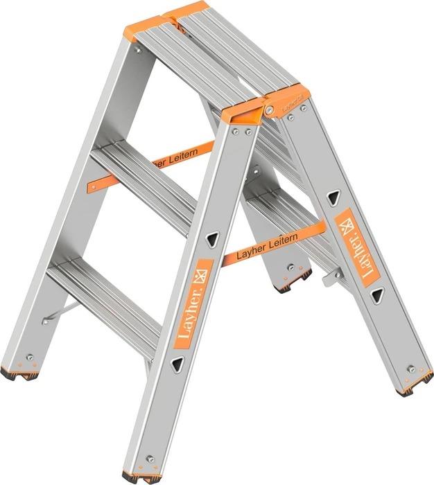 Layher Topic 1043 Alu 2-tlg. Stehleiter, 2x 3 Stufen