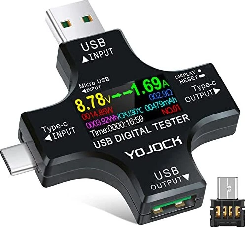 Yojock USB Tester Messgerät 2-in-1 Multimeter