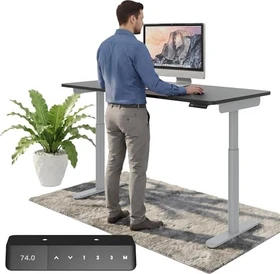 Ergotopia Desktopia One elektrisch höhenverstellbarer Sitz-Steh-Schreibtisch 138x65cm schwarz/grau