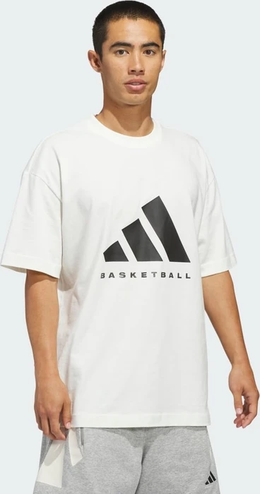adidas Basketball genderneutral T-Shirt kurzarm off white/black