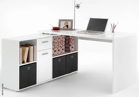 FMD Lexo Eckschreibtisch 136x139cm weiß/schwarz