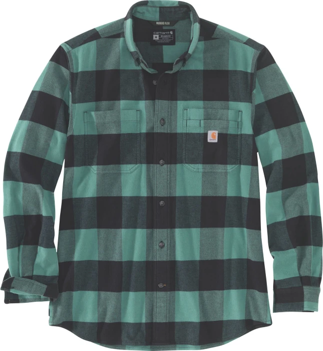 Carhartt Rugged Flex Relaxed Fit Midweight Flannel Plaid Hemd langarm slate green (Herren)