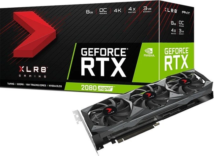 PNY GeForce RTX 2080 SUPER XLR8 Gaming OC Triple Fan, 8GB GDDR6, HDMI, 3x DP
