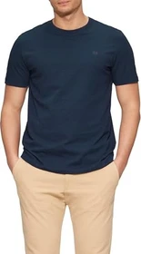 s.Oliver Flammgarnstruktur Logo-Print T-Shirt kurzarm tiefblau (Herren)
