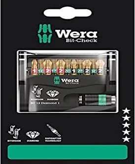 Wera Bit-Check 12 Diamond 1 SB Bitset inkl. Werkzeugbox, 12-tlg.