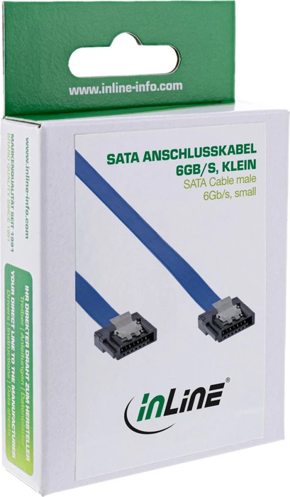 InLine SATA 6Gb/s Kabel mit verkürzten Steckern blau 0.15m, mit Arretierung