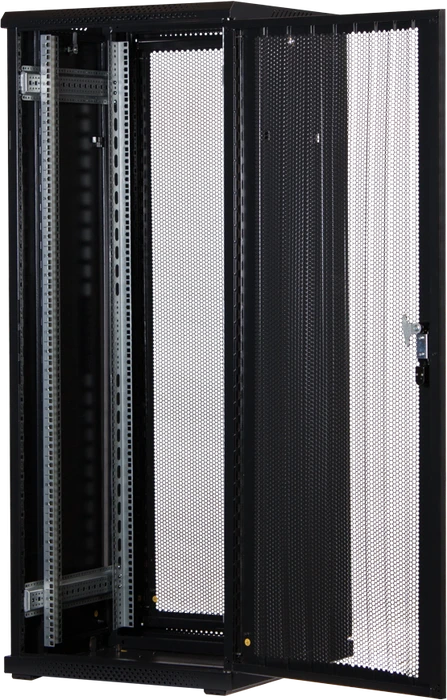 Rockstable 19" Serverschrank 32HE, Gitternetztür, IP2X, schwarz, 600mm tief