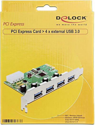 DeLOCK 4x USB-A 3.0, PCIe 2.0 x1