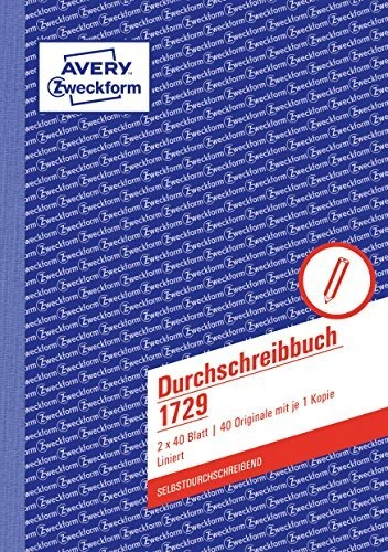 Avery-Zweckform Durchschreibebuch, A5, liniert, 80 Blatt