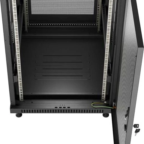 Lanberg 19" Rackschrank 22HE, LCD, freistehend, Flat Pack, V2, Gitternetztür, IP20, RAL 9004, 800mm tief